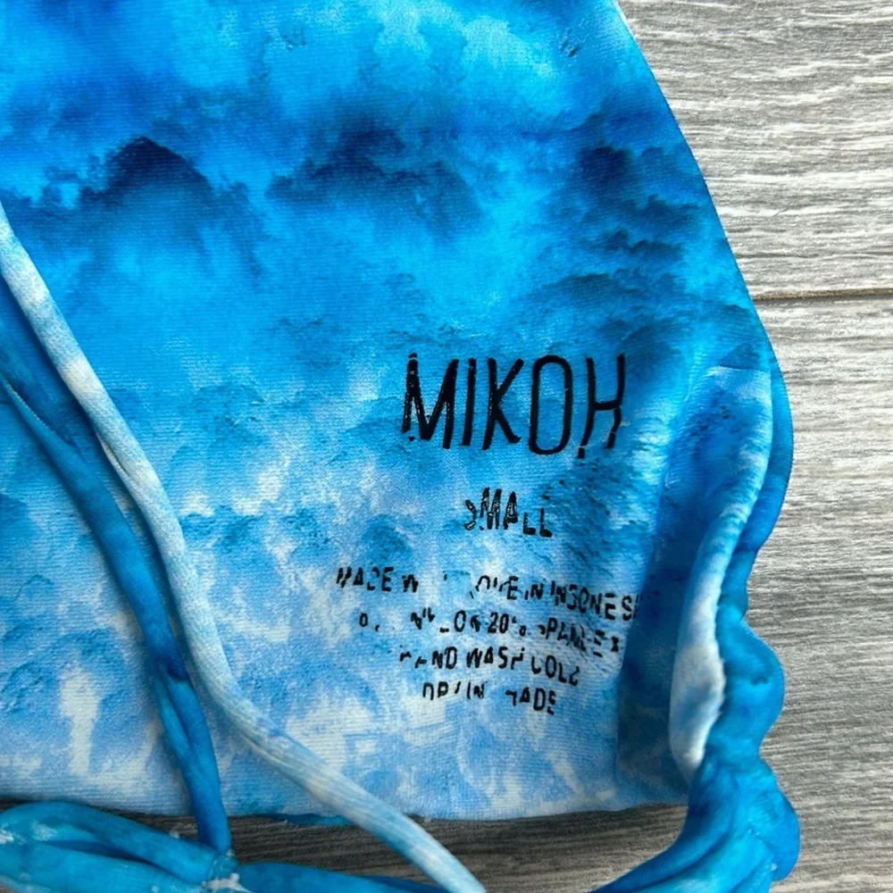 Mikoh Blue White Tie-Dye Strappy Bikini Top - Picture 5 of 5